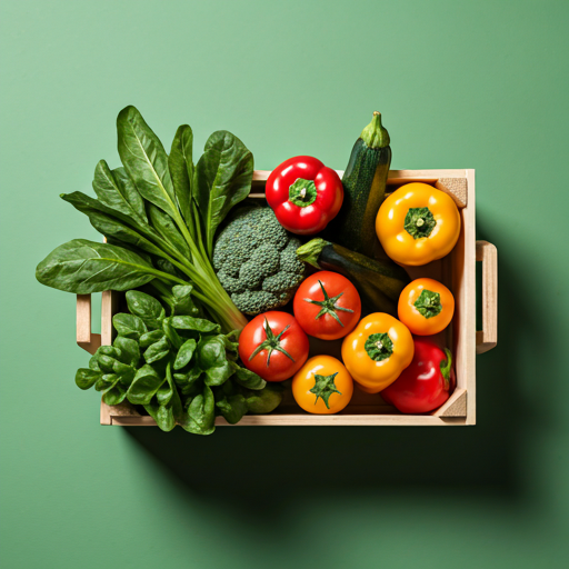 Vegetales y hortalizas frescas para destacar categorías principales.